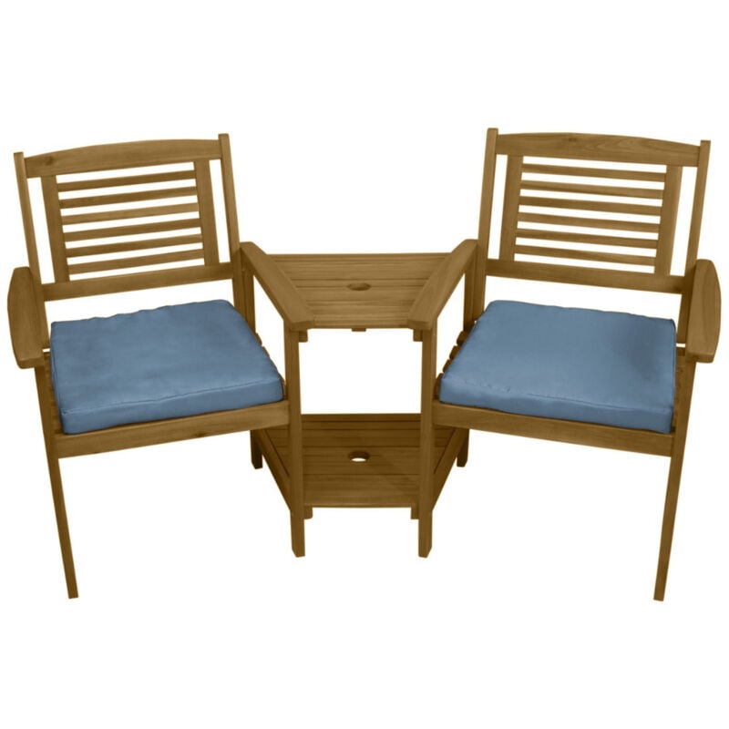 Wooden Companion Love Seat Garden Chairs 2 Tier Table Parasol