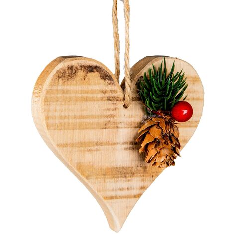 Wooden Craft Heart Shape - Tree Hanging Decoration - 10X10X1.5cm