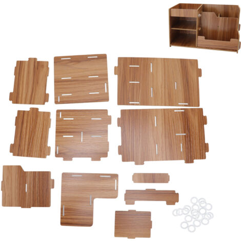 Wooden Desk Organize Shelf Multi Layer Space Saving Tabletop Storage Box for Home Office School