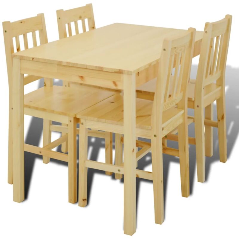 Dining Set 5 Pieces Pine Wood Natural Vidaxl