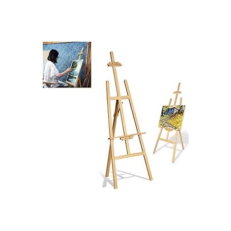 Dark Wood Portable Easel 59 inch Height Foldable Practical