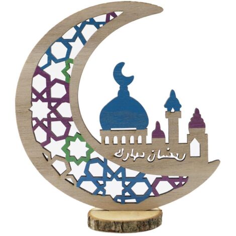 Wooden Eid Decoration Wood Hollow Carfts Ornament for Islam Muslim Festival Ramadan Mubarak Party