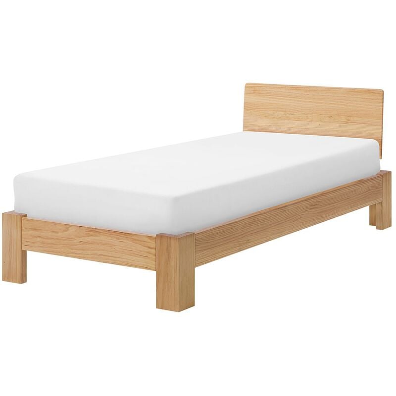 Modern eu Single Wooden Bed Frame 3ft Light Wood Headboard Slats Royan