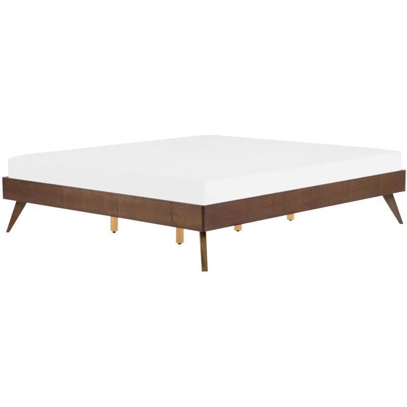 Beliani - Bed Frame Dark Ash Wood Modern Slatted Base Mdf Eu Super King Size 6ft Berric