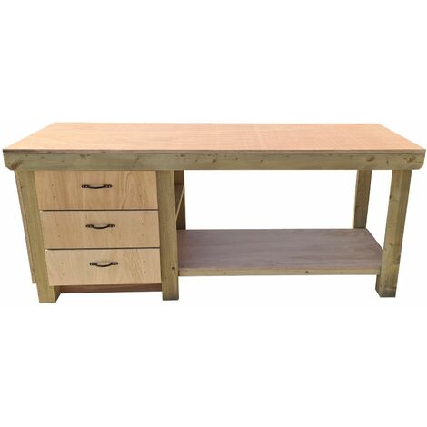 Wooden Eucalyptus top tool cabinet workbench with storage shelf (V.7)  (H-90cm, D-70cm, L-120cm)