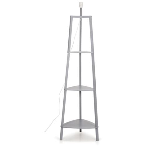 Wooden Floor Lamp 3 Tier Shelf Light Living Room Standard Storage Lighting - Grey