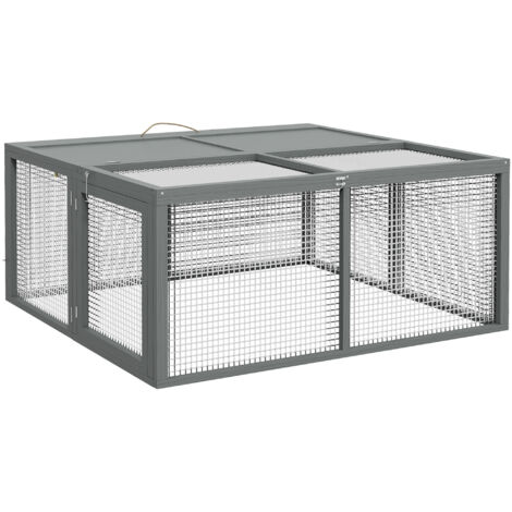 Wooden Folding Rabbit Hutch, for 2-3 Rabbits - Grey