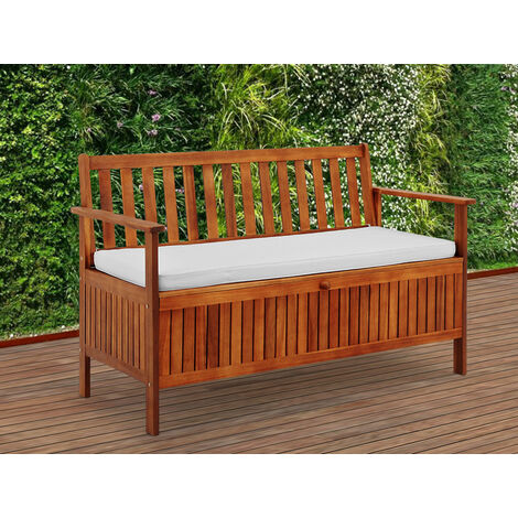 main image of "Wooden Garden Bench 2 Seater With Storage Chest Made of Hardwood Water Repellent Cushion"