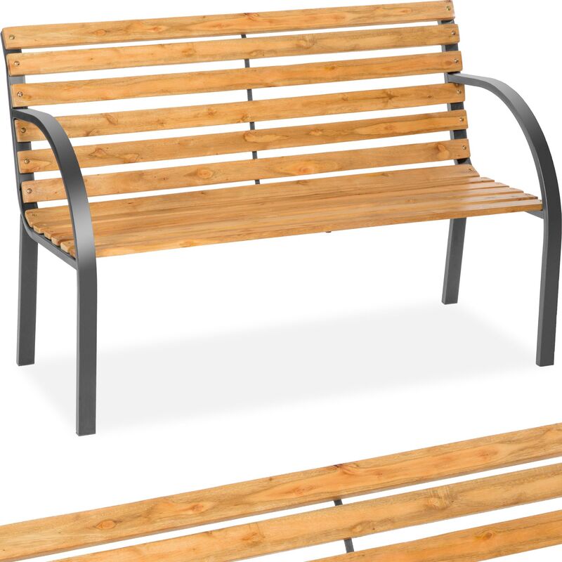Garden bench Micha - wooden bench, wooden garden bench, outdoor bench - brown