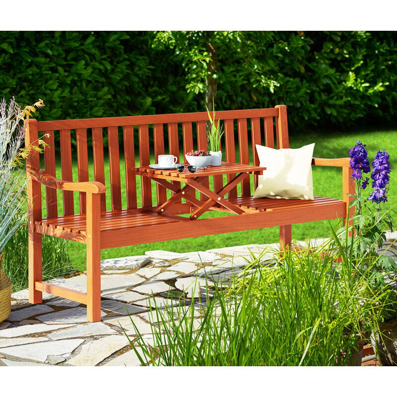 Deuba - Wooden Garden Bench FSC®-Certified Eucalyptus Wood Folding Table