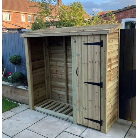 Wooden Garden Heavy Duty Logstore With Tool Shed 6X6 (Height Ft X Width Ft)