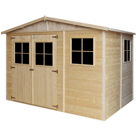 Wooden Garden Shed- Apex Shiplap Wooden Shed 11x7 ft/6m2 - Sheds and Outdoor Storage  - Wooden garden storage shed, 17 mm planks - TIMBELA M334