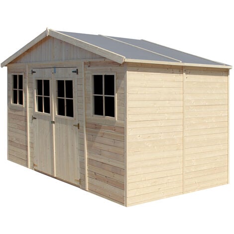 Wooden Garden Shed- Apex Shiplap Wooden Shed 14x7 ft/8m2 - Sheds and Outdoor Storage  - Wooden garden storage shed, 17 mm planks -  Bike shed, Garden outdoor workshop space- TIMBELA M332