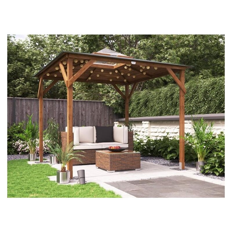 Dunster House Ltd. - Dunster House Wooden Gazebo Erin 2.5m x 2.5m Garden Shelter Pressure Treated Hot Tub Pavilion with Roof Felt