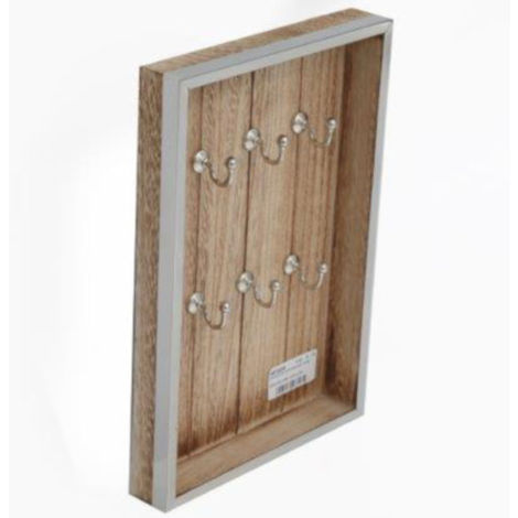 Wooden Key Cabinet With Silver Detail