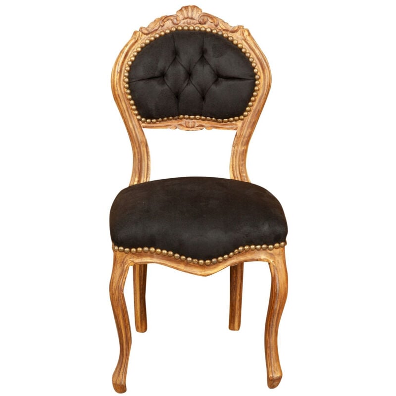 Biscottini - Wooden kitchen chair Dining chair 44x89x41 cm Upholstered bedroom chair Living room armchair Baroque armchair French style