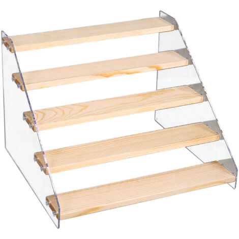 Wooden Ladder Display Shelf Countertop Cabinets Organizer Rack for Toy Cosmetics Kitchen Spices