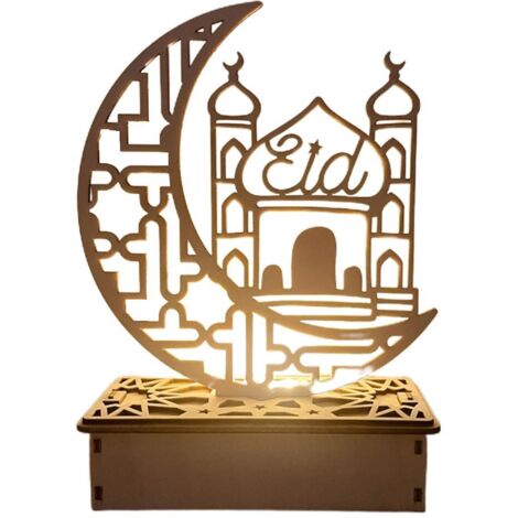 Wooden LED Lamp Ramadan Decoration Portable Eid Ramadan LED Night Light Table Ornament Ideal for Eid Ramadan Decoration