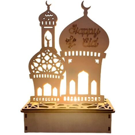Wooden LED Lamp Ramadan Decoration Portable Eid Ramadan LED Night Light Table Ornament Ideal for Eid Ramadan Decoration