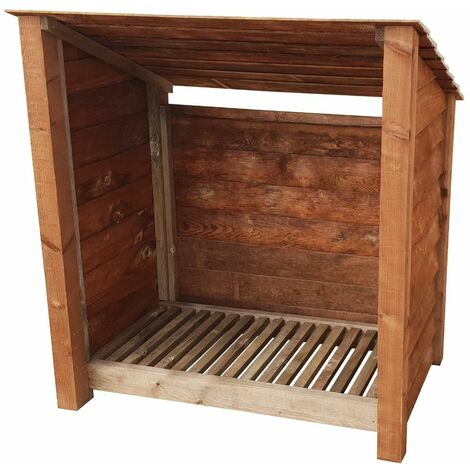 Wooden Log Store Reverse Roof, W119xH126cm (Brown finish)