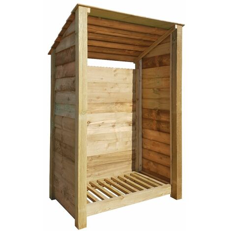 Wooden Log Store Reverse Roof, W119xH180cm (Light green, natural finish)