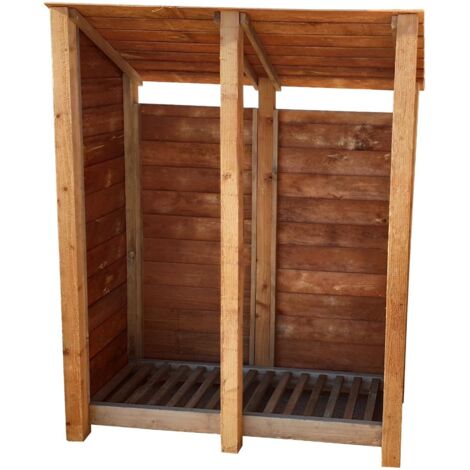 Wooden Log Store Reverse Roof, W146xH180cm (Brown finish)