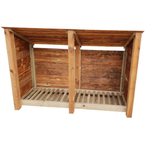 Wooden Log Store Reverse Roof, W187xH126cm (Brown finish)