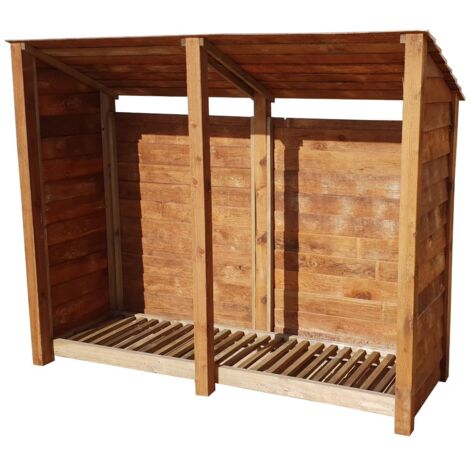 Wooden Log Store Reverse Roof, W227xH180cm (Brown finish)