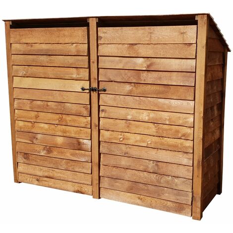 Wooden Log Store Reverse Roof, W227xH180cm (Brown finish) With doors