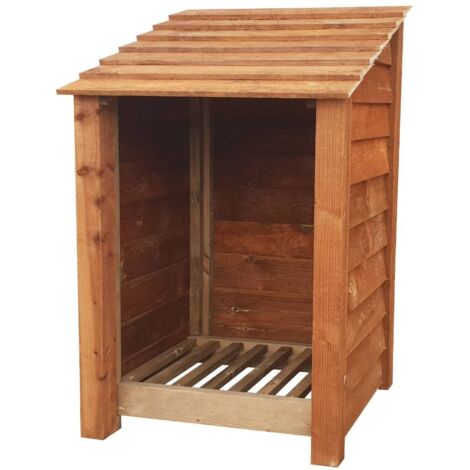 Wooden log store (W-79cm, H-126cm, brown finish)