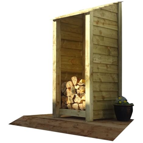 Wooden log store (W-79cm, H-180cm, natural light-green finish)