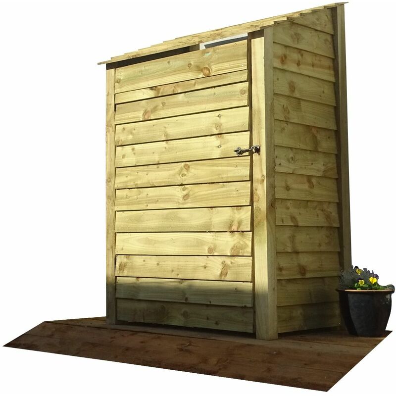 Wooden Log Store, W119cm X H180cm, (Light Green Finish), With Doors And Kindling Shelf