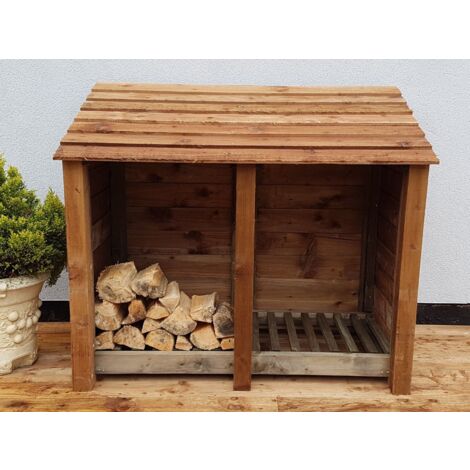 Wooden Log Store, W146xH126cm (Brown finish)