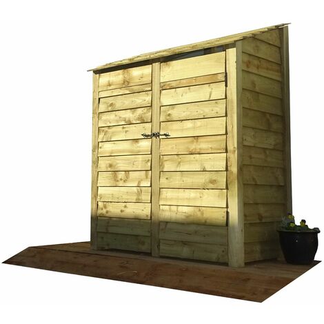 Wooden Log Store, W146xH180cm (Light green, natural finish) With doors and With Kindling Shelf