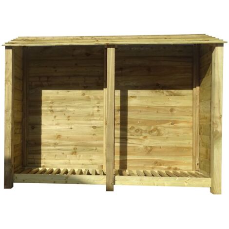 Wooden Log Store, W187xH180cm (Light green, natural finish)