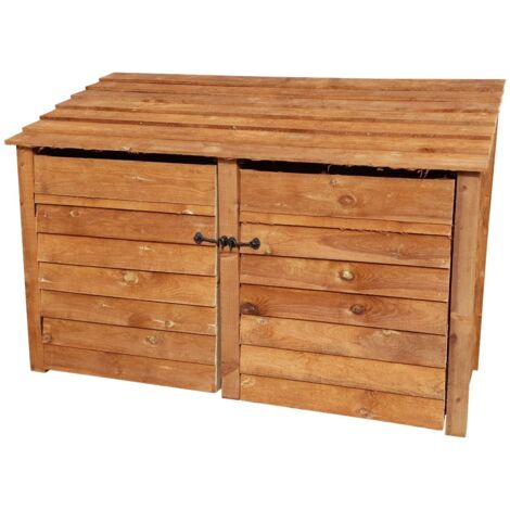 Wooden Log Store, W227xH126cm (Brown finish) With doors