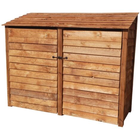 Wooden Log Store, W227xH180cm (Brown finish) With doors