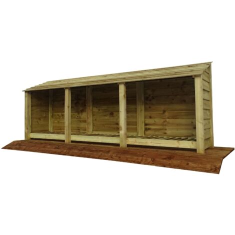 Wooden Log Store, W335xH126cm (Light green, natural finish)