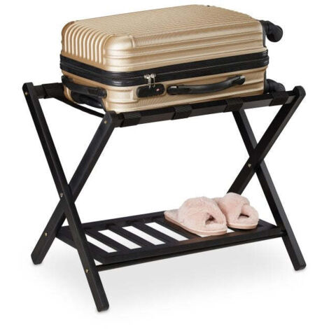 Wooden luggage rack foldup with 2 racks