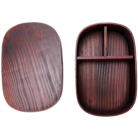Wooden Lunch Box Portable Food Container Tablewares for Home Office Picnic CampingPainted