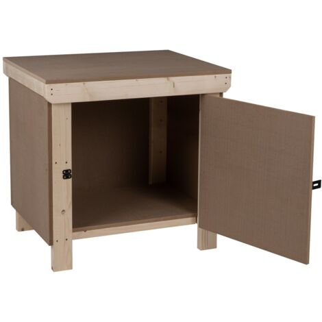 Wooden MDF Top Workbench With Lockable Cupboard (V.9) (H-90cm, D-70cm, L-90cm)