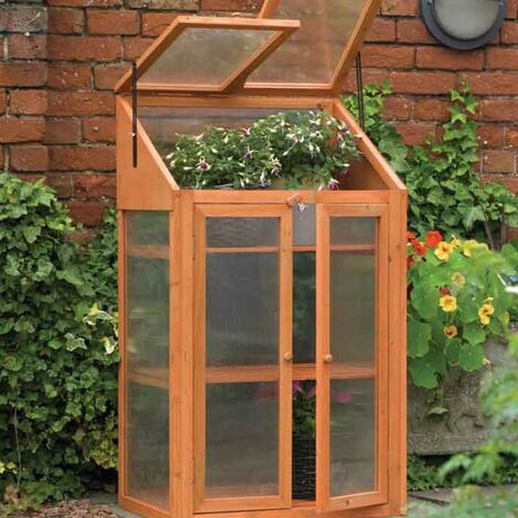 main image of "Wooden Mini Greenhouse With Polycarbonate Glazing. H120 x W69 x D51cm"
