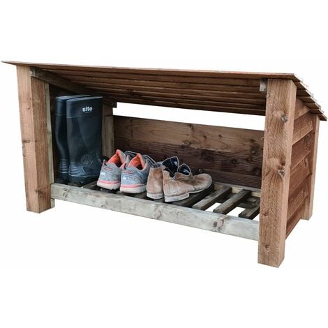 main image of "Wooden Outdoor Shoe/Log Storage-Small - 790mm-Light Green (Natural)"