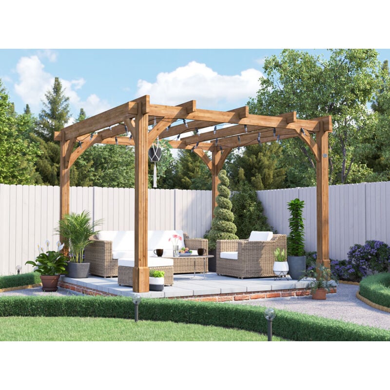 Dunster House Wooden Pergola Garden Plant Frame Furniture Kit Leviathan 3m x 3m