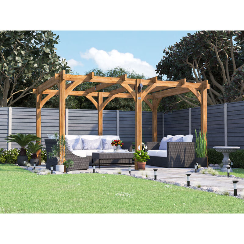 Dunster House Wooden Pergola Garden Plant Frame Furniture Kit Leviathan 4m x 3m