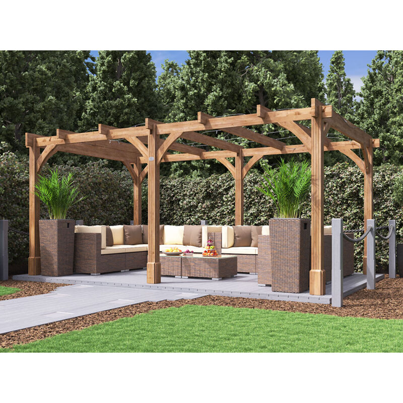 Dunster House Wooden Pergola Garden Plant Frame Furniture Kit Leviathan 5m x 3m