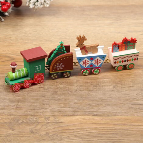 Wooden/Plastic Train Christmas Ornament Merry Christmas Decoration for Home 2023 Navidad Xmas Gifts Natal New Noel Year （2）