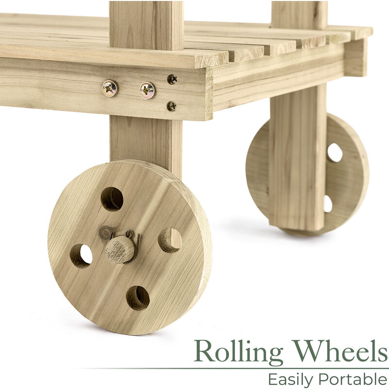 Wooden Potting Table With Wheels
