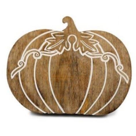 Wooden Pumpkin Serving Tray Rustic Mango Wood Serving Board Food Safe Autumn rustic Decoration & Key Dish 20x25cm