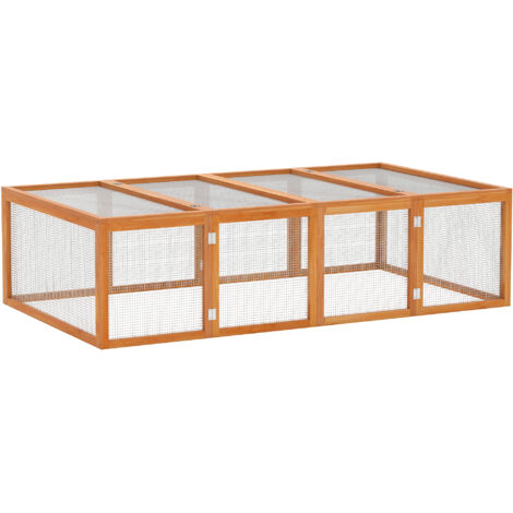 Wooden Rabbit Hutch Cage 6ft with Wire Mesh, Openable Roof, Play Space for Outdoor, Natural Wood Finish